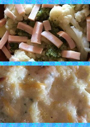 Una foto de Coliflor y brócoli a la crema de quesos gratinada