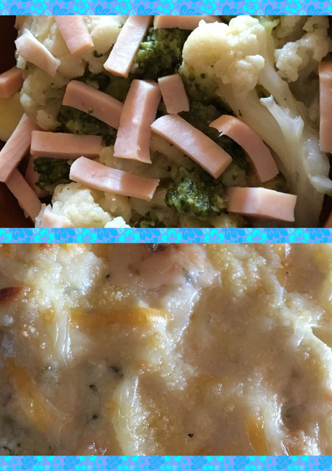 Una foto de Coliflor y brócoli a la crema de quesos gratinada