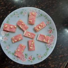 Red velvet fudge A picture of Red velvet fudge.