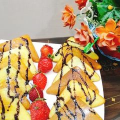 A picture of Vanilla triangle tea cake in(sandwich maker).