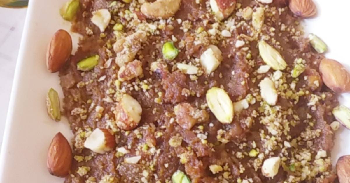 Khajor injeer dry fruits halwa Recipe by Ghazala Israr Cookpad