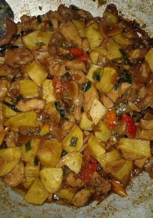 Foto resep Oseng Kentang Ayam Saus Bbq