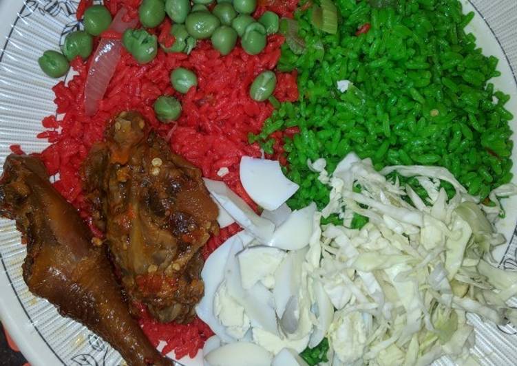 Easiest Way to Make Quick Multi coloured jelouf rice and chicken pepper