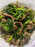 Stir-Fried Water Spinach with Sacha Beef