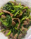 Stir-Fried Water Spinach with Sacha Beef