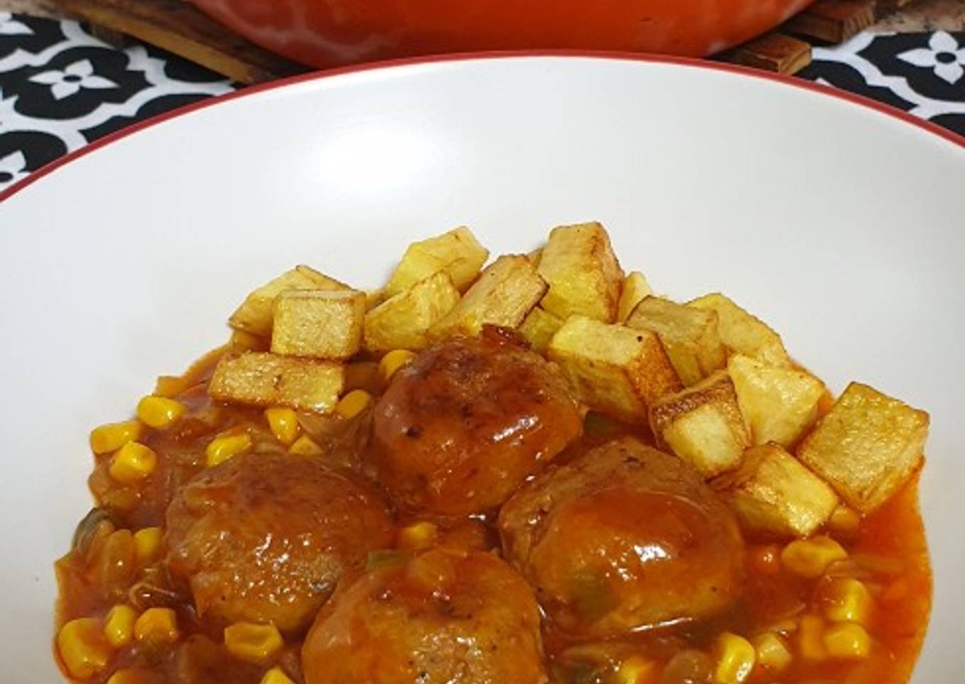 Bolitas de soja con quesitos en salsa