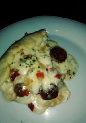 Una foto de Tarta de queso y chorizos