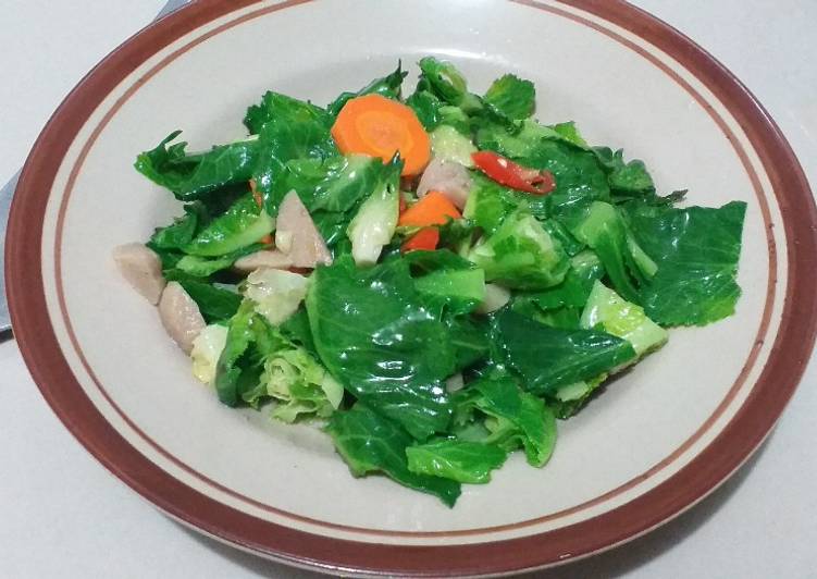 Resep 58. Oseng Daun Kol, Wortel, Bakso yang Menggugah Selera