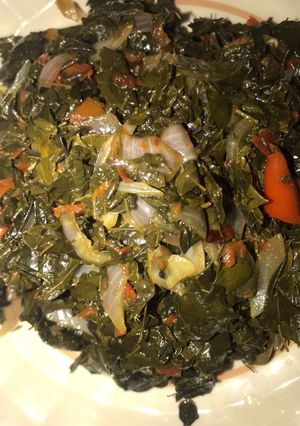 A picture of Zogale sauceThis sauce is very nice and tasty u can eat it with rice or anything of ur choice.