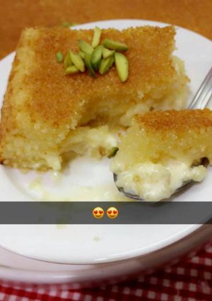 صورة لوصفة البسبوسة المحشية بالقشطة 🍰🍰😋