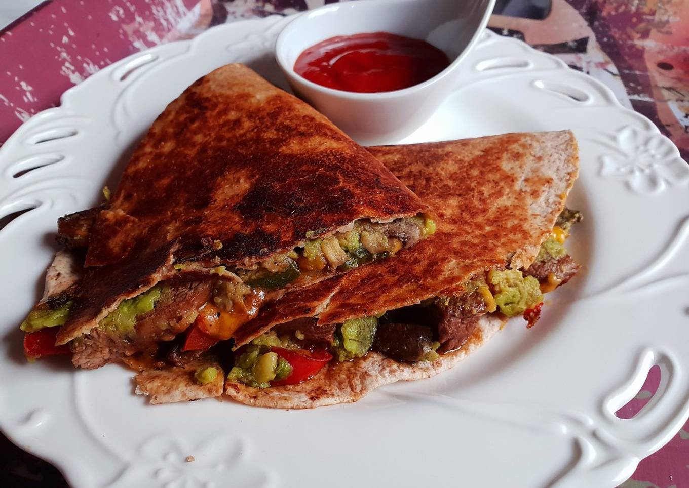 5-Ingredient Cheesesteak & Avocado quesadilla