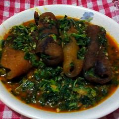 A picture of Spinach and okro soup.