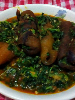 A picture of Spinach and okro soup.