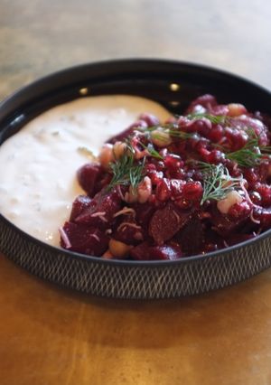 A picture of Beetroot yogurt salad.