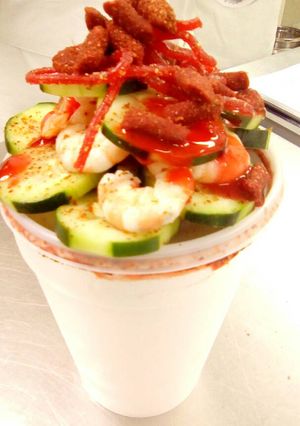 A picture of Michelada with Shrimp.
