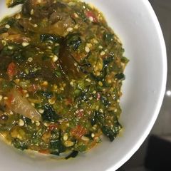A picture of Goat Meat Okra Soup.