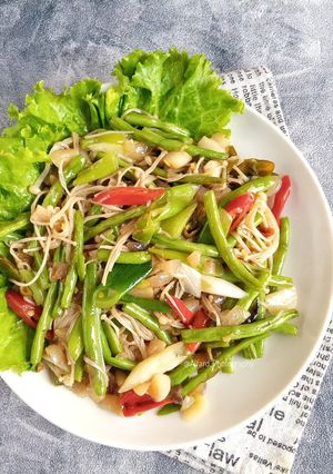 Foto resep Tumis buncis jamur enoki