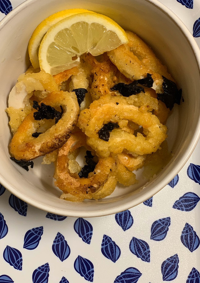 Una foto de Calamares veganos