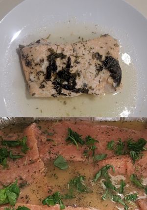 Una foto de Salmón Con Hierbas -Bañado en Naranja