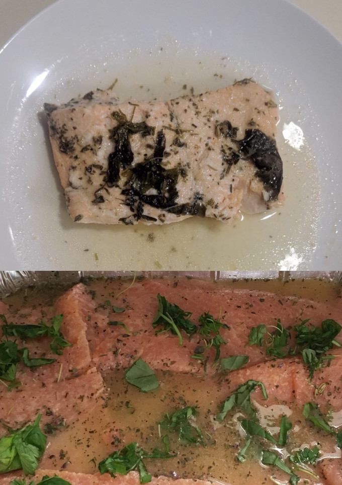 Una foto de Salmón Con Hierbas -Bañado en Naranja