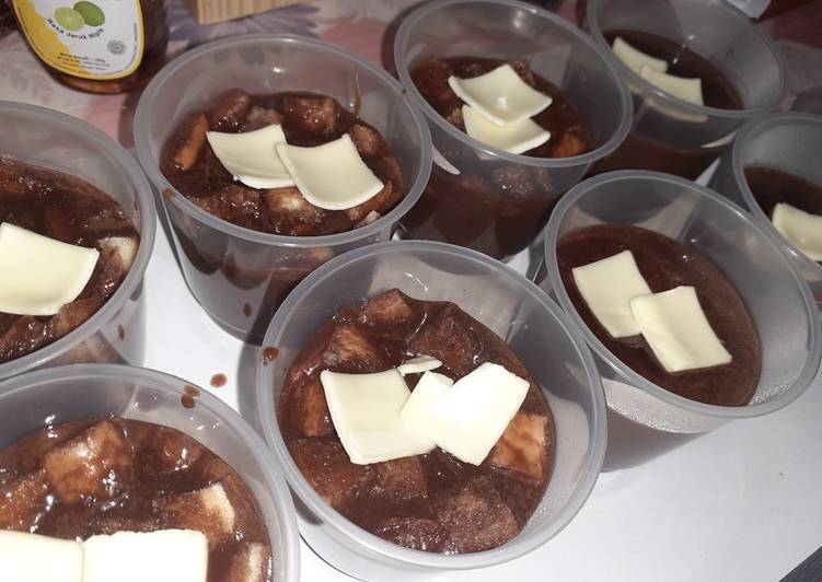 Langkah memasak Puding Coklat Kulit Roti sedap