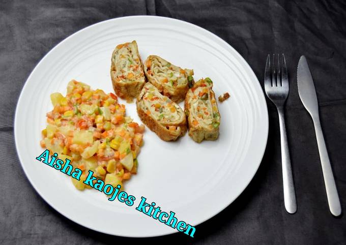 Egg rolls and potato salad