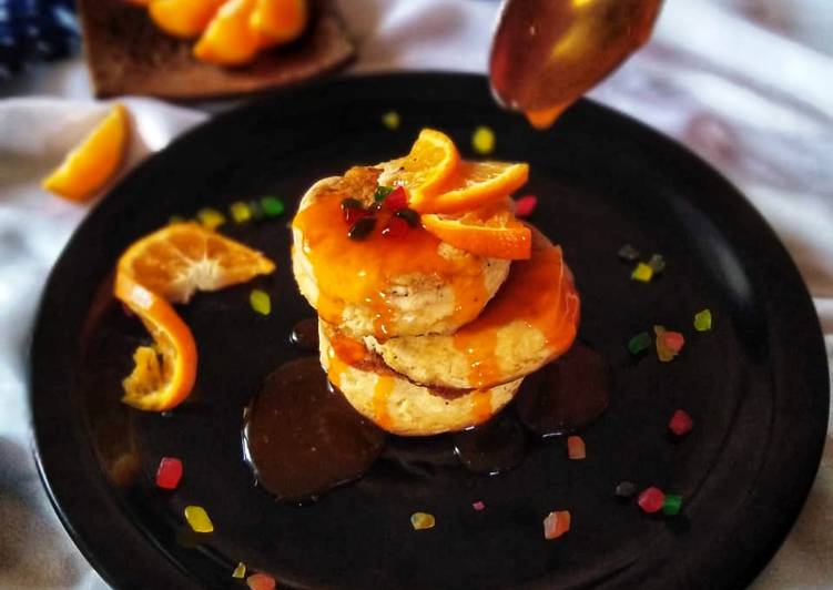 Recipe of Super Quick Homemade Fluffy orange pancake with sweet and sour orange sauce