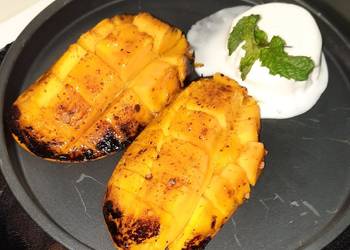 Update, Prepare Recipe Grilled Mango with ice cream Home Style Update, Prepare Recipe Grilled Mango with ice cream Home Style