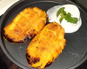 Update, Cooking Recipe Grilled Mango with ice cream Savory Delicious