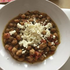 A picture of Chickpeas with greek feta.