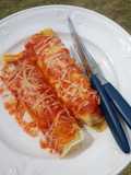 Canelones de carne y jamón y mozzarella