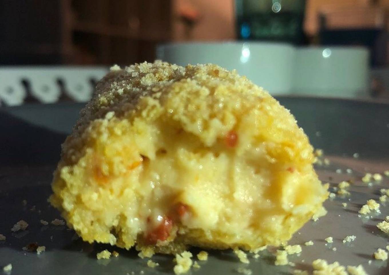 Croquetas sin gluten y sin lactosa de queso de cabra y pimiento caramelizado