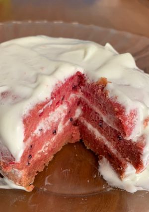 Foto resep Cake kukus buah naga simple lembut