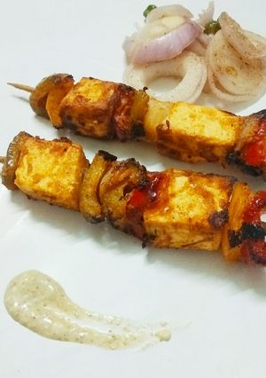 A picture of Paneer tikka kababs.