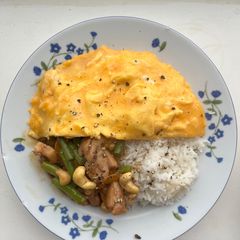 Cashew chicken with egg A picture of Cashew chicken with egg.