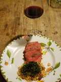 Bife Chorizo com Farofa e Chips de Couve