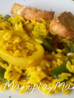 Una foto de Arroz con calamares y judias verdes en gme, gmf y tradicional