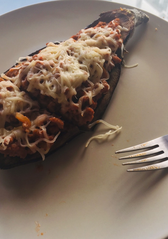 Una foto de Berenjena rellena al horno