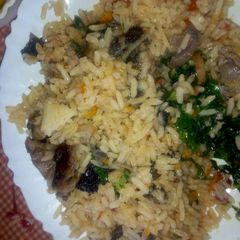 Brown rice and matumbo A picture of Brown rice and matumbo.