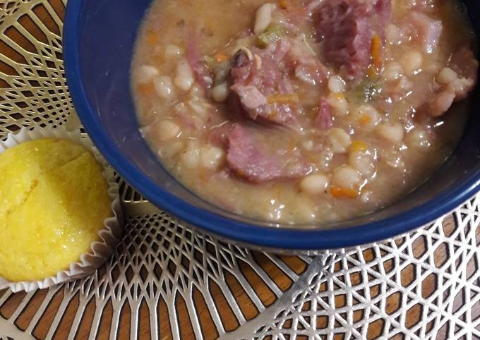 Simple Way to Make Homemade Ham &amp; Bean Soup