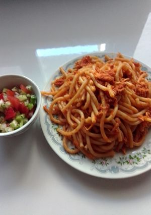 عکسی از دستور ماکارونی با مرغ