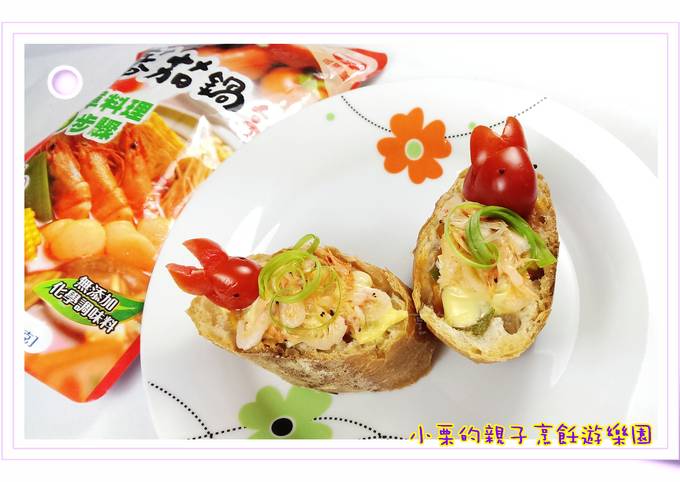 法國吐司焗烤櫻花蝦【可果美蕃茄鍋 食譜成品照片