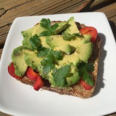 Roasted Red Pepper Avocado Toast A picture of Roasted Red Pepper Avocado Toast.