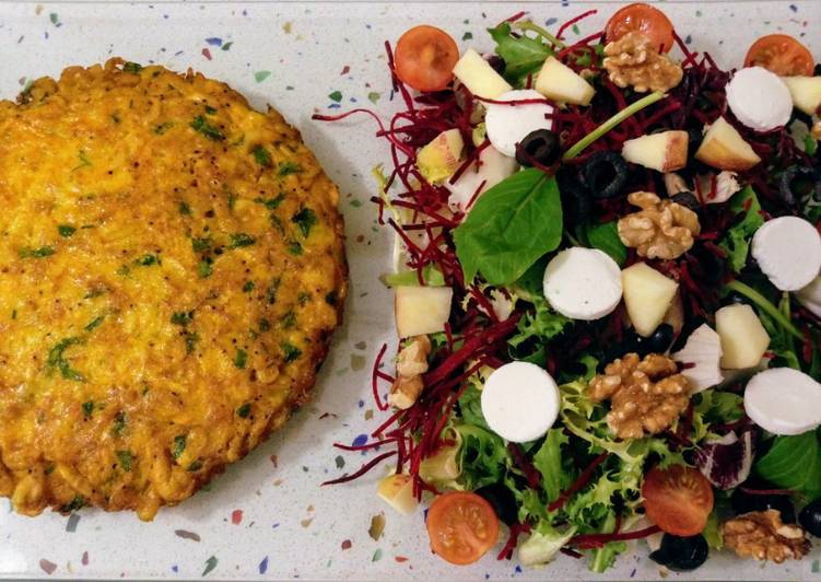 Tortilla de camarones con ensalada mezclum