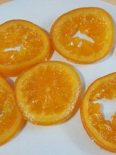 Una foto de Discos de naranjas confitadas