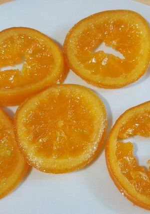 Una foto de Discos de naranjas confitadas