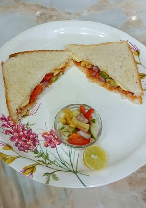 A picture of Fireless Nutritious Veg Sandwich.