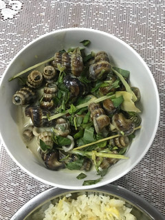 Hình của món Ốc len xào dừa.