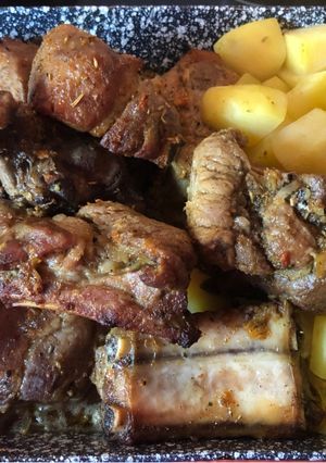 Sült oldalas savanyú káposztával recept fotója