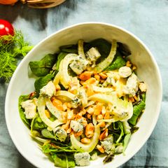 A picture of Fennel Lettuce Cashew Salad with Lemon Honey Dressing.
